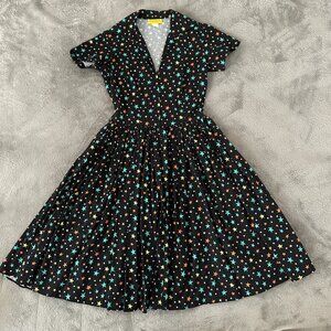 Bernie Dexter Dress Star Print XS* 50s Retro Rockabilly Fit and Flare USA Made